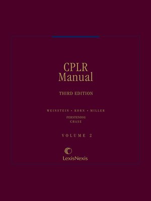 cover image of Weinstein, Korn & Miller CPLR Manual